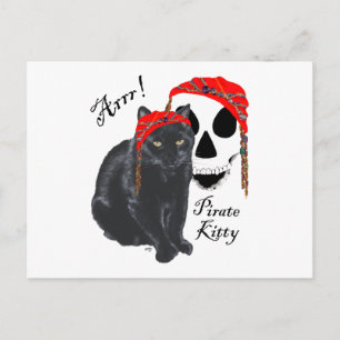 Cartão Postal Arrrr! Gata Pirata Preta Kitty