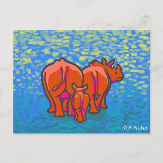 Cartão postal ART de GRAFITE RHINO (Frente)