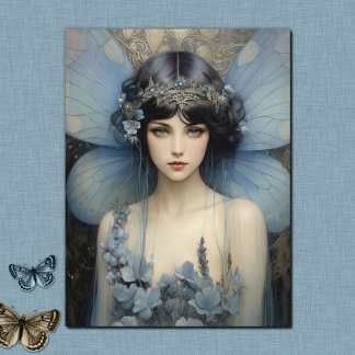 Cartão Postal Art Deco Blue Fairy - Fadas