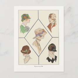 Cartão Postal Art Deco Fashion Design Women in Hats, 1920