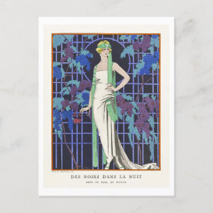 Cartão Postal Art Deco Fashion Plate of Evening Gown