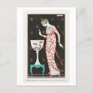 Cartão Postal Art Deco Fashion Plate of Evening Gown