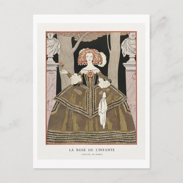 Cartão Postal Art Deco Fashion Plate of Evening Gown (Frente)