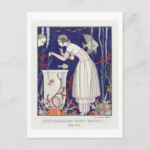 Cartão Postal Art Deco Fashion Plate of Summer Vress por Barbier