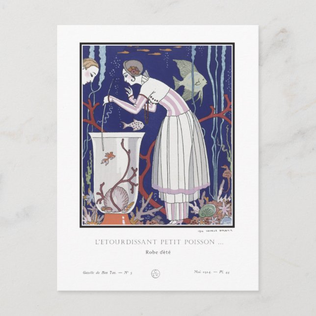 Cartão Postal Art Deco Fashion Plate por George Barbier Postcard (Frente)