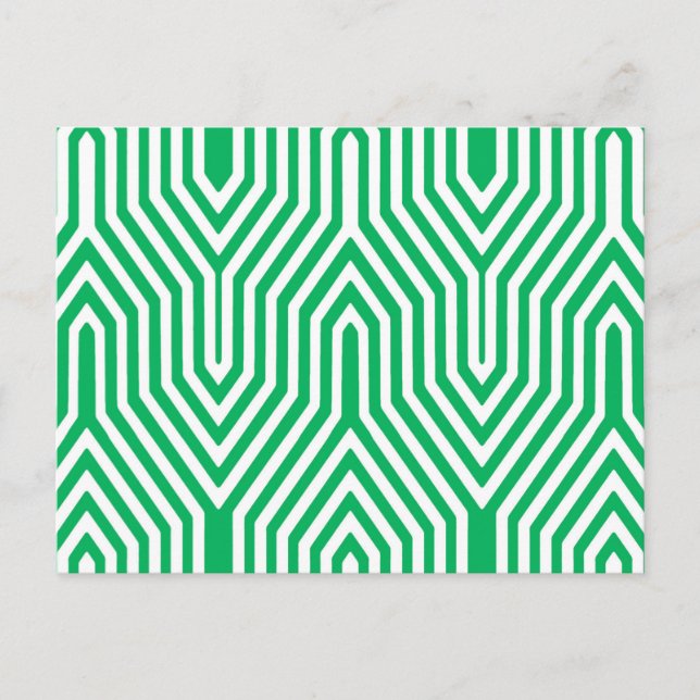 Cartão Postal Art Deco Geométrico - jade verde e branco (Frente)
