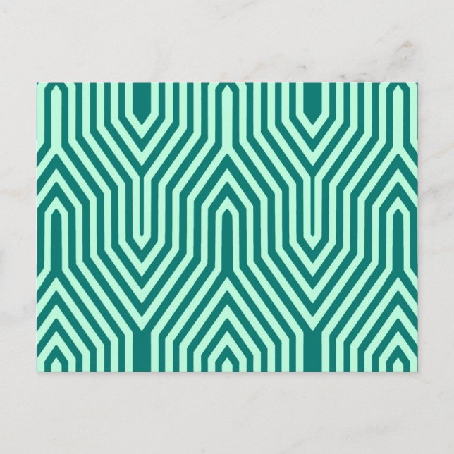 Cartão Postal Art Deco Geométrico - turquesa e aqua (Frente)