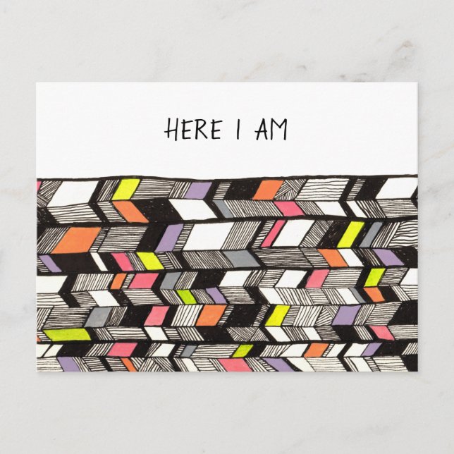 Cartão Postal Art Deco Here I Keing in Touch Message (Frente)