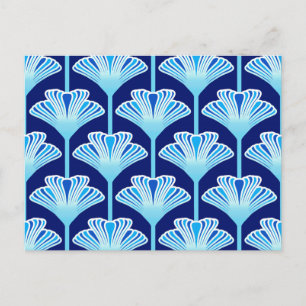 Cartão Postal Art Deco Lily, Cobalt Blue, Aqua e White