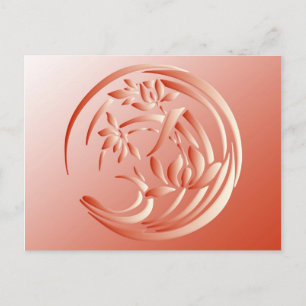 Cartão Postal Art Deco Lily - Coral - Laranja