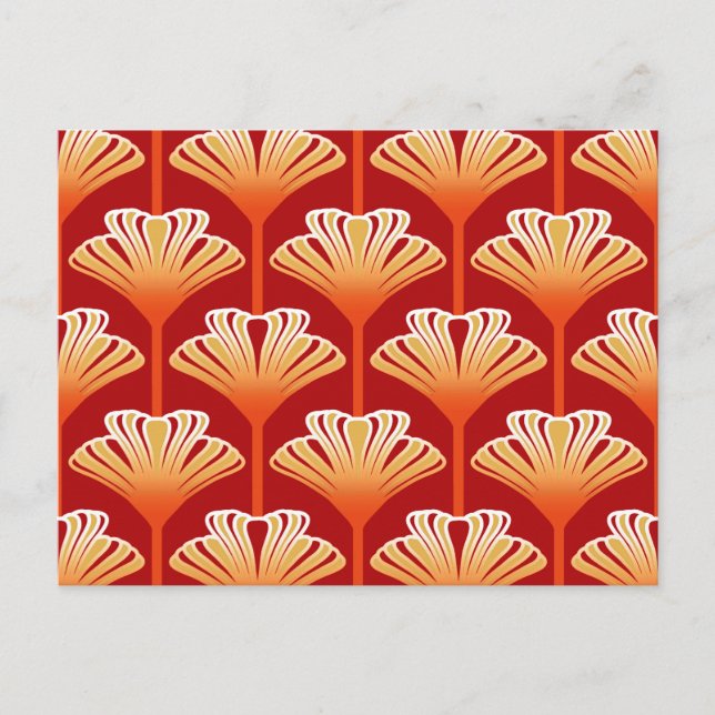 Cartão Postal Art Deco Lily, Tangerine Orange e Dourado (Frente)