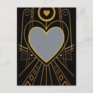 Cartão Postal Art Deco Love Heart Border