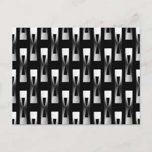 Cartão Postal Art Deco Metálico Geométrico - Prata e Preto