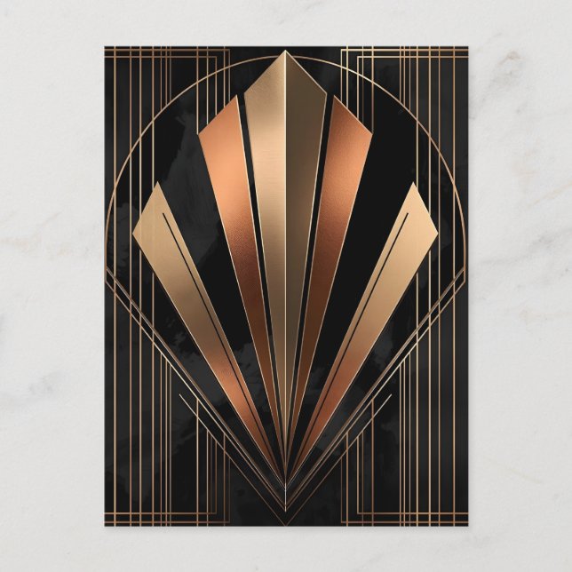 Cartão Postal Art Deco Metallic Geometric Elegance (Frente)