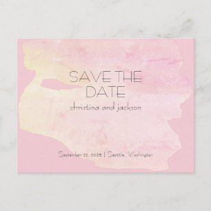 Cartão Postal Art Deco Rosa e Amarelo Casamento Save the Date