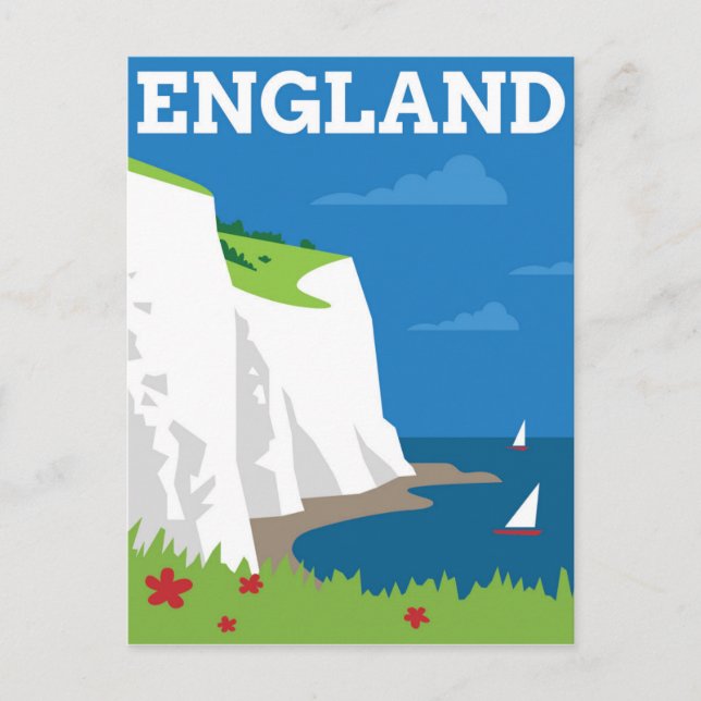 Cartão Postal Art Deco Style England Poster (Frente)
