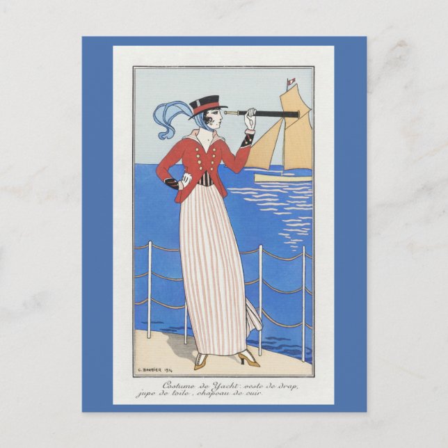 Cartão Postal Art Deco Vestido Parisiense (Frente)