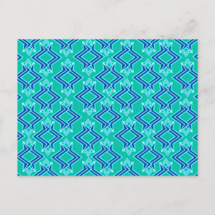 Cartão Postal Art Deco Wallpaper Padrão, Turquesa e Cobalto