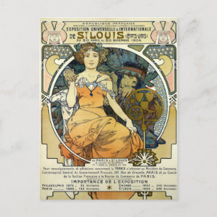 Cartão Postal Art Nouveau 1904 Feira Mundial de Alphonse Mucha