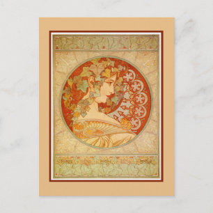 Cartão Postal Art Nouveau Alfons Mucha, modelo Ivy