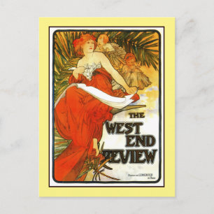 Cartão Postal Art Nouveau Alfons Mucha, revista do Reino Unido e