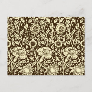 Cartão Postal Art Nouveau Carnação Damask, Brown e Cream