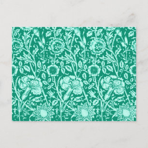 Cartão Postal Art Nouveau Carnação Damask, Turquoise