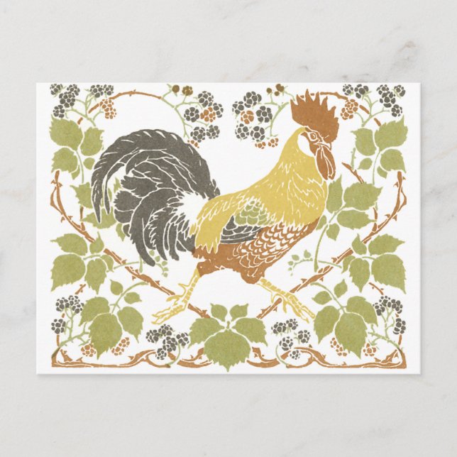 Cartão Postal Art Nouveau Chickens (Frente)