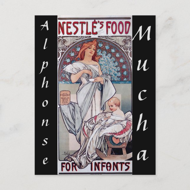 Cartão Postal Art nouveau, comida do bebê Nestle por Alphonse Mu (Frente)