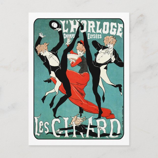 Cartão Postal Art Nouveau Dance Image de Jules Cheret (Frente)