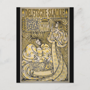 Cartão Postal Art Nouveau Delftsche Slaolie Delft