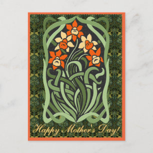 Cartão Postal Art Nouveau Dia de as mães Daffodils (Personalizad