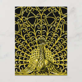 Cartão Postal Art Nouveau Dourado Peacock