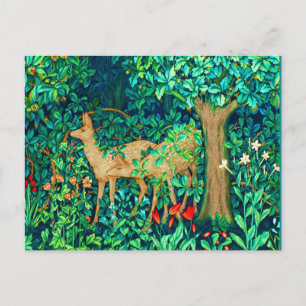 Cartão Postal Art Nouveau Forest Deer Tapeçaria Impressão