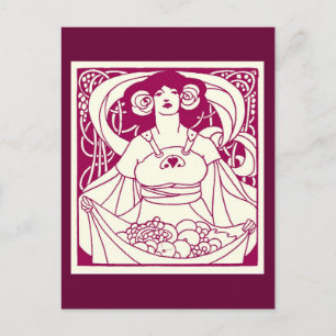 Cartão Postal Art Nouveau Harvest Lady