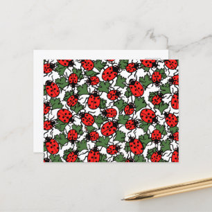 Cartão Postal Art Nouveau Ladybug Insetos Padrão