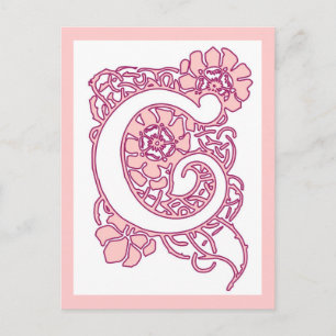 Cartão Postal Art Nouveau Monograma Floral C