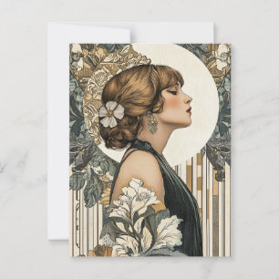 Cartão Postal Art Nouveau Mulher