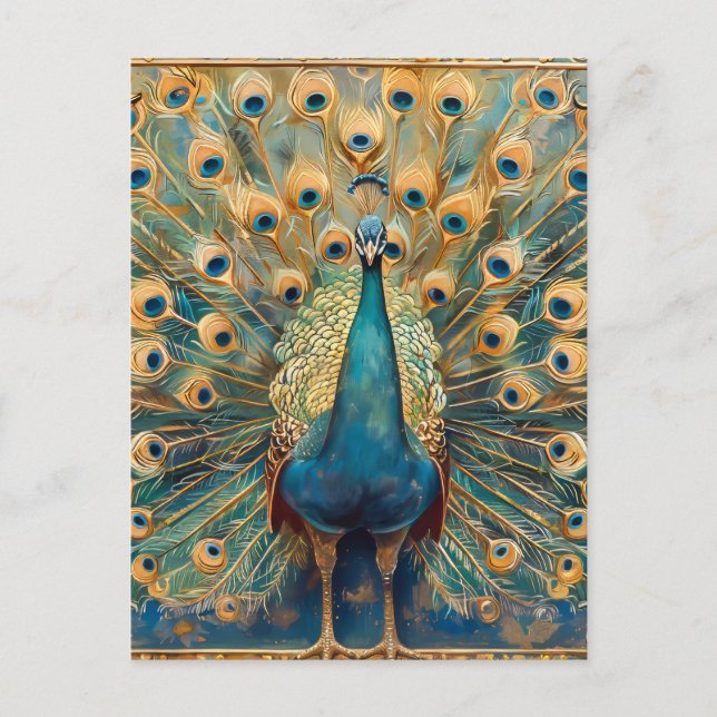 Cartão Postal Art Nouveau Peacock (Frente)