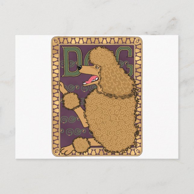 Cartão Postal Art Nouveau Poodle (Frente)