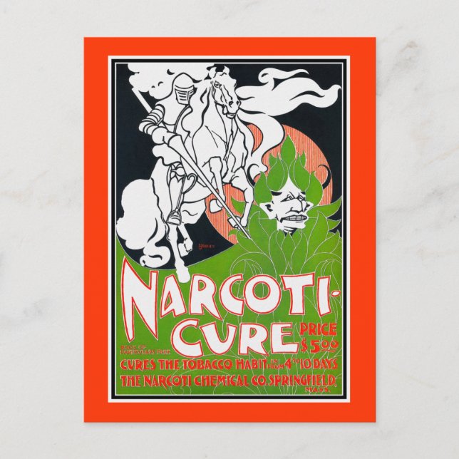 Cartão Postal Art Nouveau Poscard: Narcoti-Cure por Will Bradley (Frente)