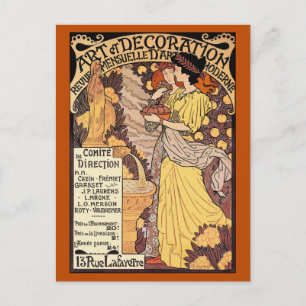 Cartão Postal Art Nouveau Postcard: Arte e Decoração