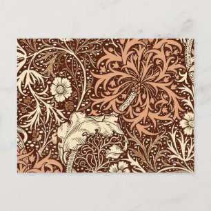 Cartão Postal Art Nouveau Seaweed Floral, Brown e Beige