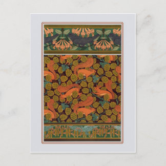 Cartão Postal Art Nouveau Squirrels