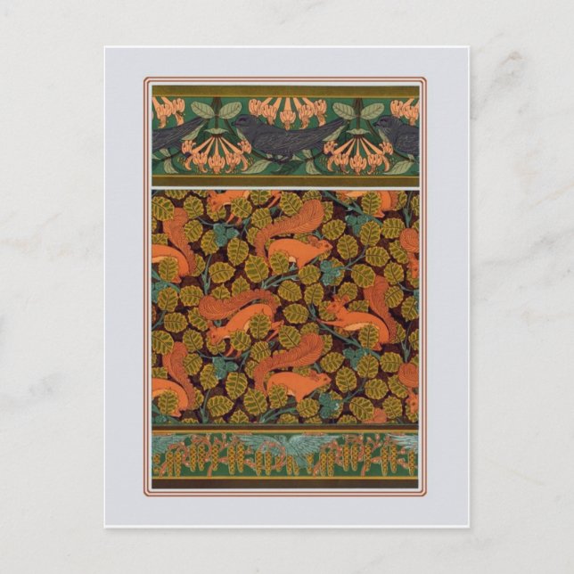 Cartão Postal Art Nouveau Squirrels (Frente)