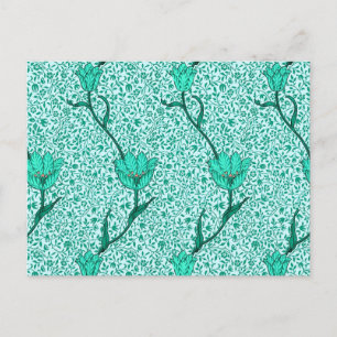 Cartão Postal Art Nouveau Tulip Damask, Turquoise