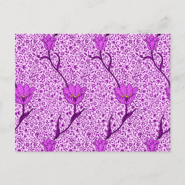 Cartão Postal Art Nouveau Tulip Damask, Violet e Orchid (Frente)
