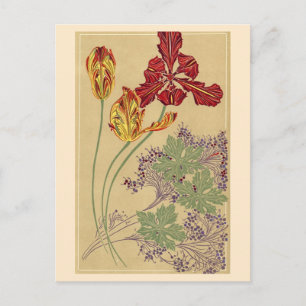 Cartão Postal Art Nouveau Tulips