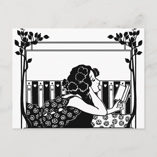 Cartão Postal Art Nouveau Vintage reader (Frente)