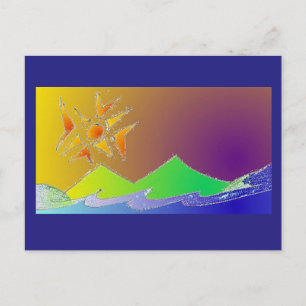 Cartão Postal Art Postcard 5 - Island Sea Sun Sketart